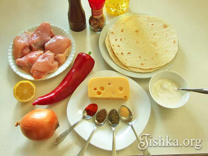 Тако с курицей и сыром - Кулинарный пошаговый рецепт с фото.